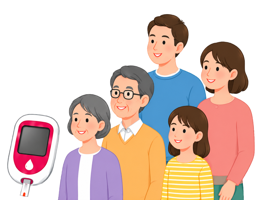 血糖測定器と幅広い世代の人々